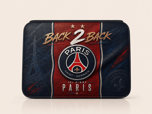 Rabat Collector édition limitée Back to Back pour sacoche biométrique IMAN PARIS, hommage à la victoire du PSG.